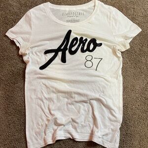 Aeropostale Cream Tee with Black and Gray Logo